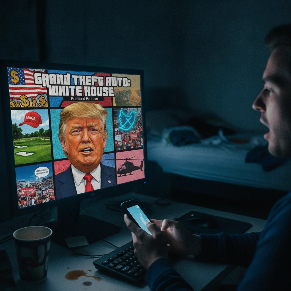 白宮也懂《GTA 6》？惡搞封面大翻車，網友笑：直升機位置根本放錯！